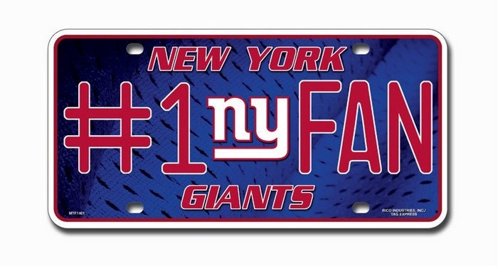 NEW YORK GIANTS Fan Metal License Plate Sign Novelty Vanity Craft Supply