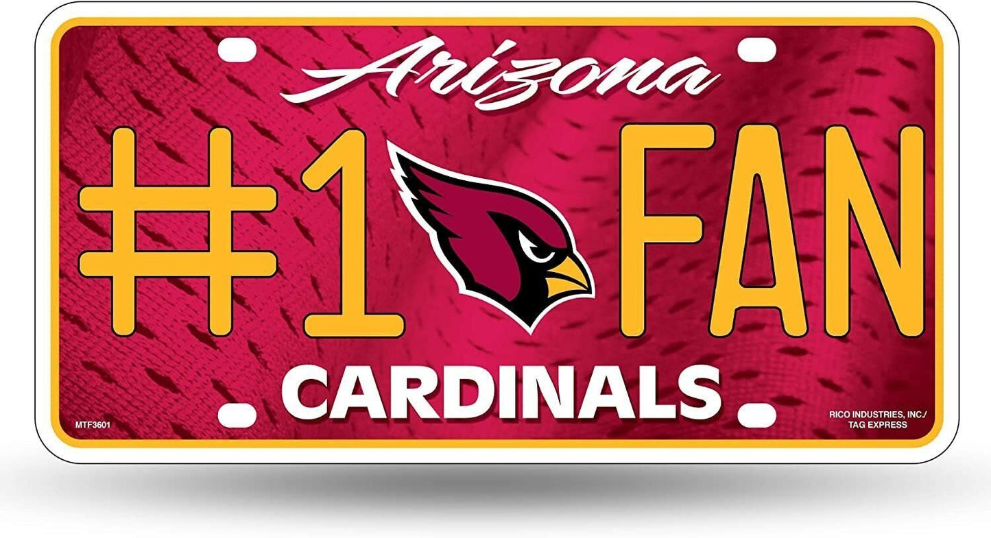 ARIZONA CARDINALS Fan Metal License Plate Sign Novelty Vanity Craft Supply
