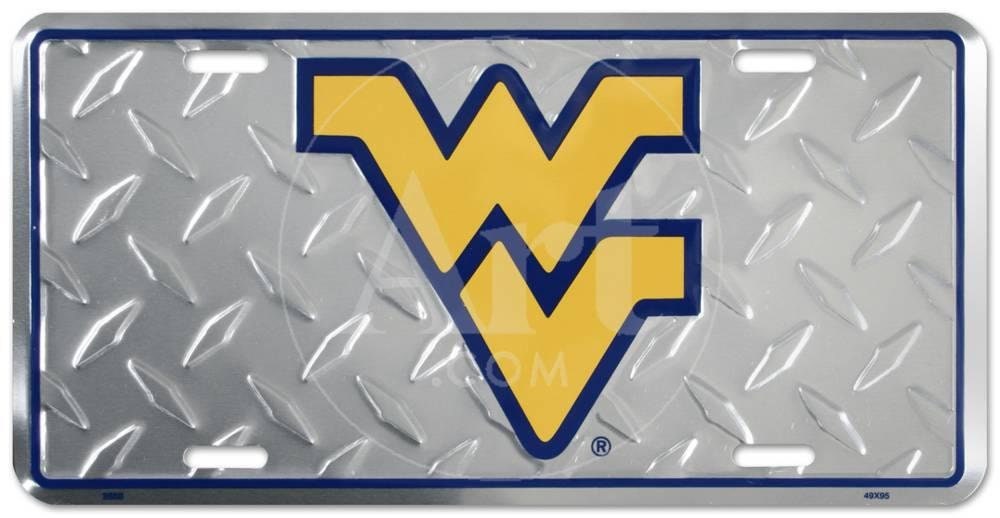 WEST VIRGINIA MOUNTAINEERS Diamond Plated Metal License Plate Sign Novelty Vanity Craft Supply