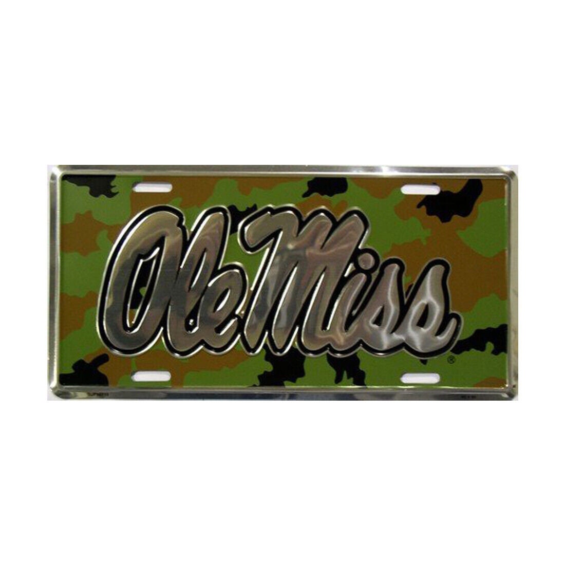 UNIVERSITY OF MISSISSIPPI Ole Miss Chrome Camouflage Metal License Plate Sign Novelty Vanity Craft Supply