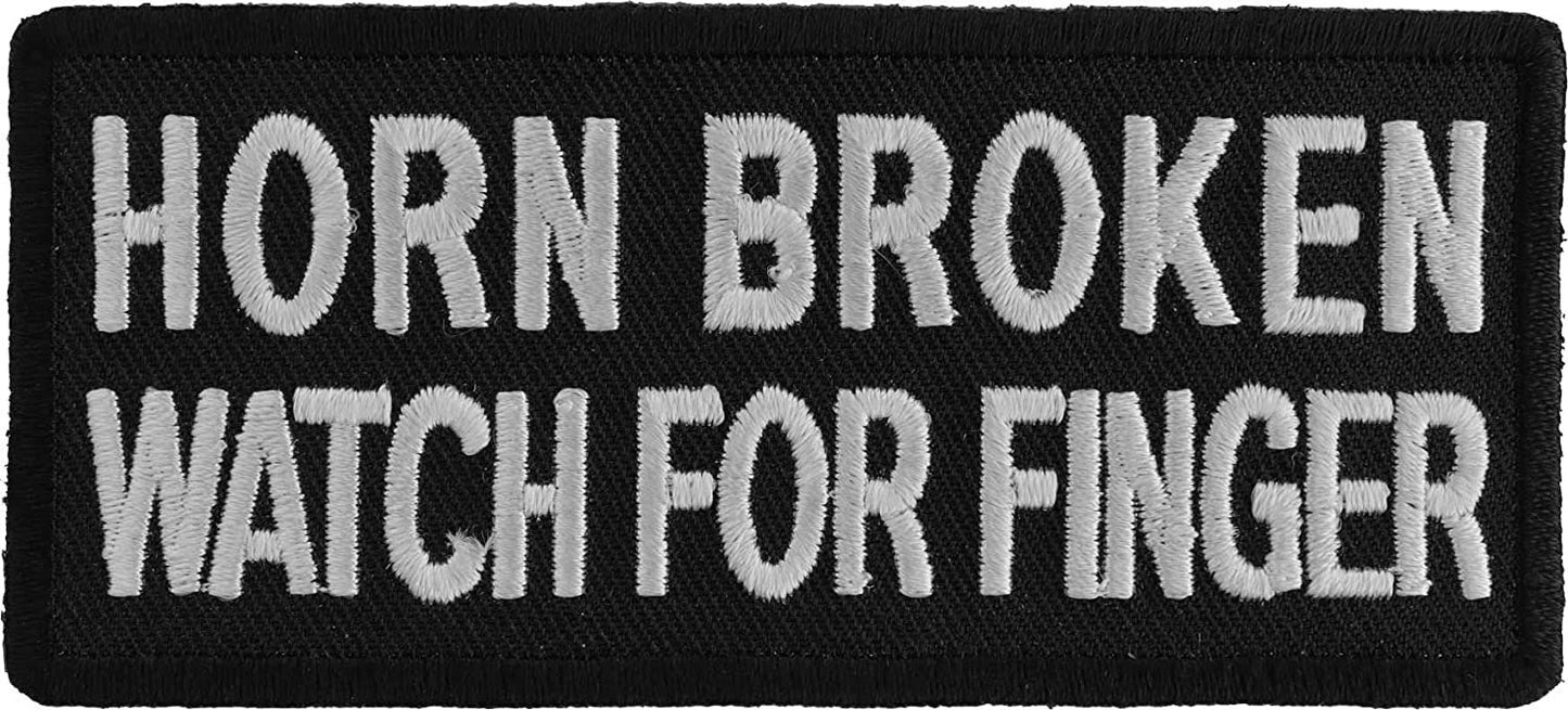 Horn Broken Watch for Finger Patch - 4x1.75 inch – Biker Embroidered Patch Appliqué Craft Supply