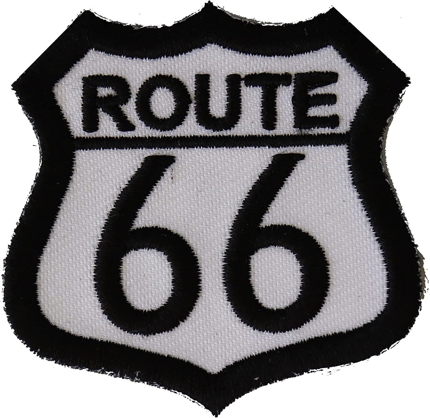Route 66 White Patch Small - 2x2 inch – Motorcycle Embroidered Patch Appliqué Craft Supply