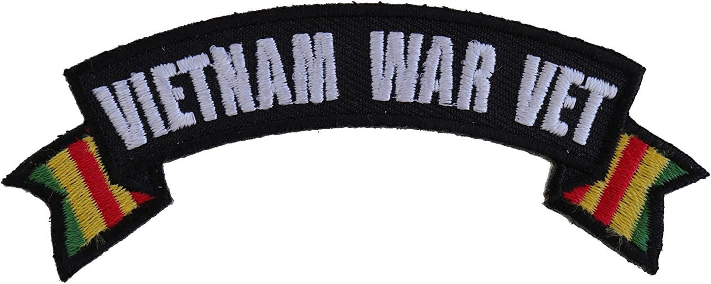 Vietnam War Vet Ribbon Small Rocker - 4x1.5 inch – Military Embroidered Patch Appliqué Craft Supply