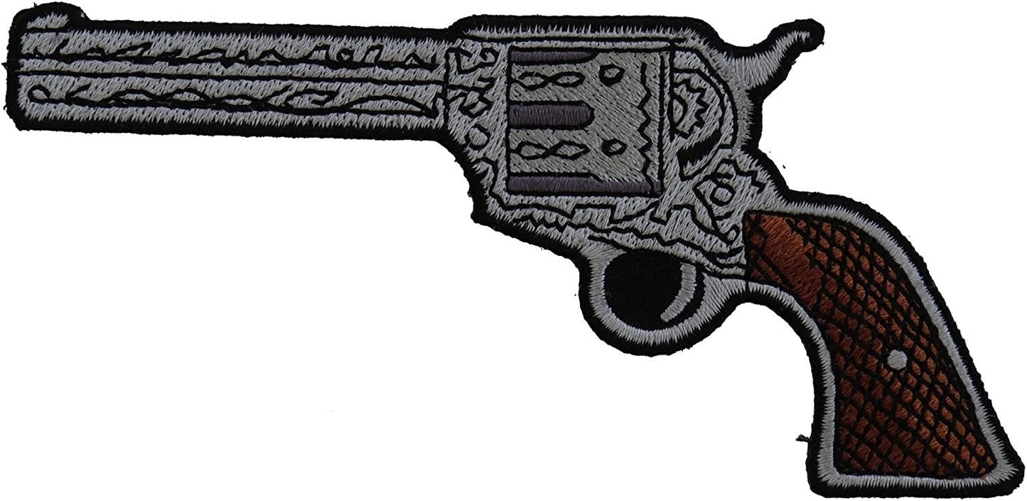 6 Shooter Pistol Patch Left Patch - 5x2.5 inch – Motorcycle Embroidered Patch Appliqué Craft Supply