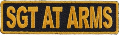 Sgt At Arms Patch Yellow - 3.5x1 inch – Biker Embroidered Patch Appliqué Craft Supply