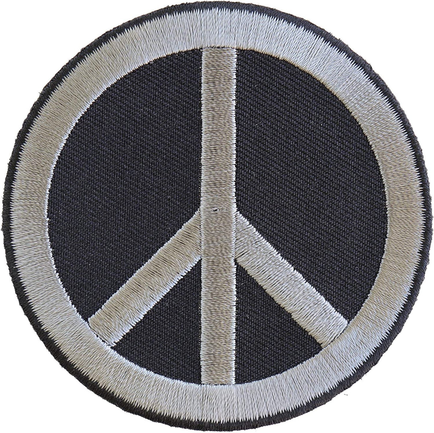 Peace Sign Patch Gray On Black - 3x3 inch – Motorcycle Embroidered Patch Appliqué Craft Supply