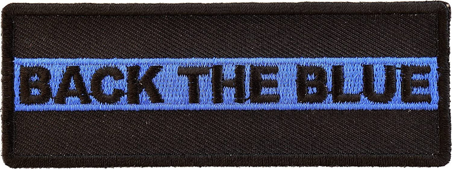 Back The Blue Patch with Blue Line - 4x1.5 inch – Motorcycle Embroidered Patch Appliqué Craft Supply