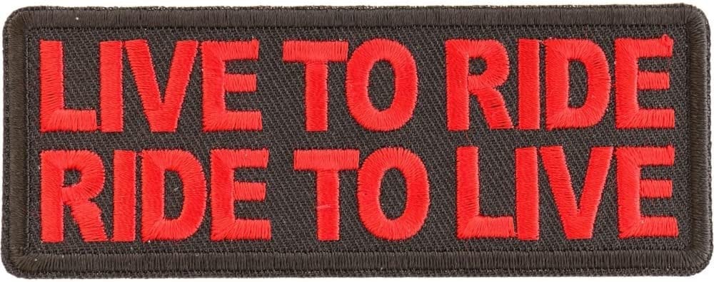 Live to Ride Ride to Live Red Patch - 4x1.5 inch – Biker Embroidered Patch Appliqué Craft Supply