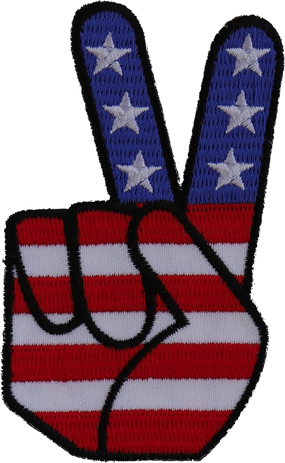 Peace Hand Sign with American Flag Patch - 2.1x3.5 inch – Motorcycle Embroidered Patch Appliqué Craft Supply
