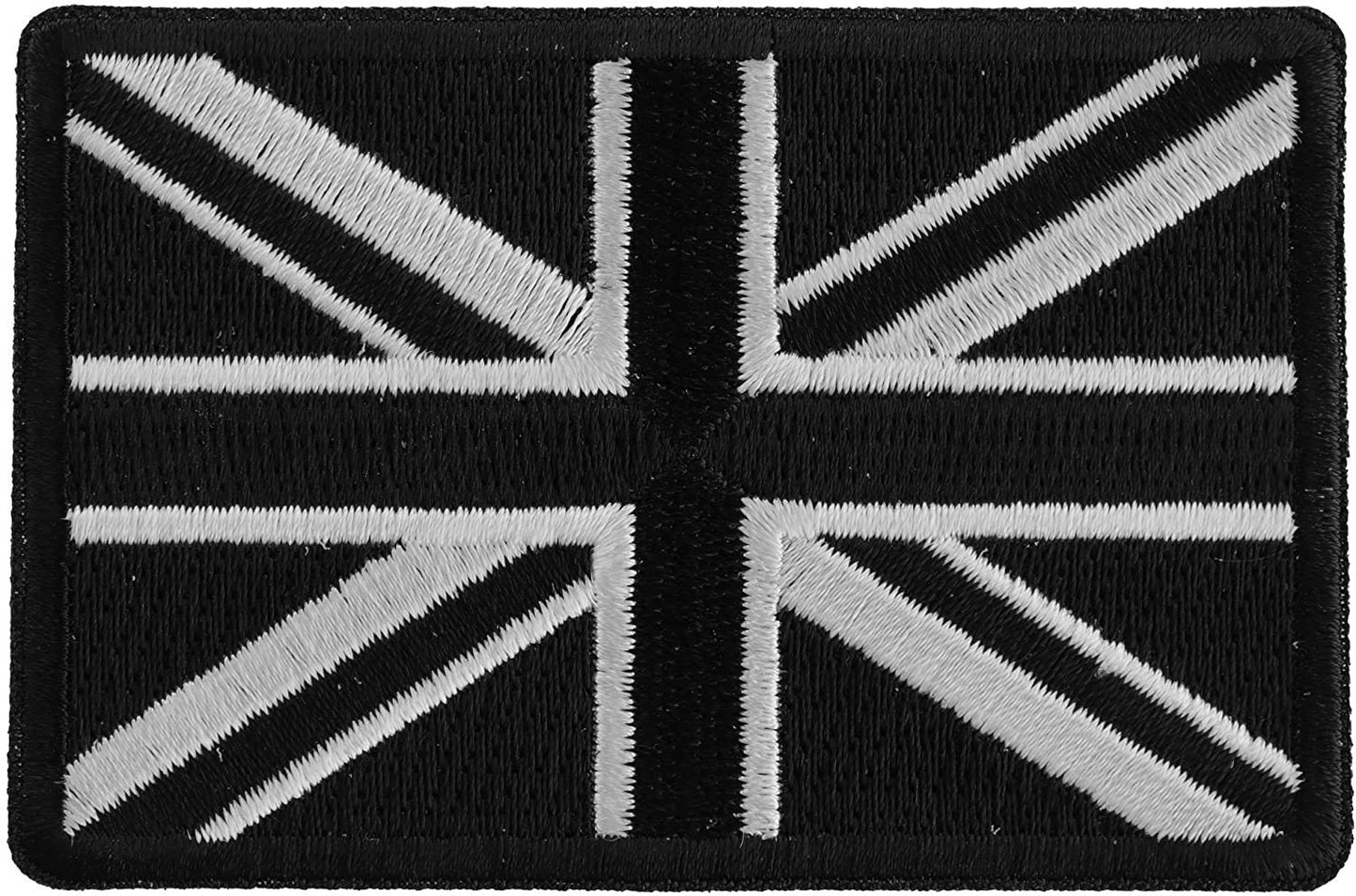 Black and White UK Flag Patch - 3x2 inch – Motorcycle Embroidered Patch Appliqué Craft Supply