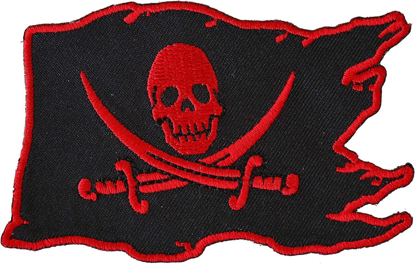 Pirate Skull Patch Red - 3.5x2.5 inch – Motorcycle Embroidered Patch Appliqué Craft Supply