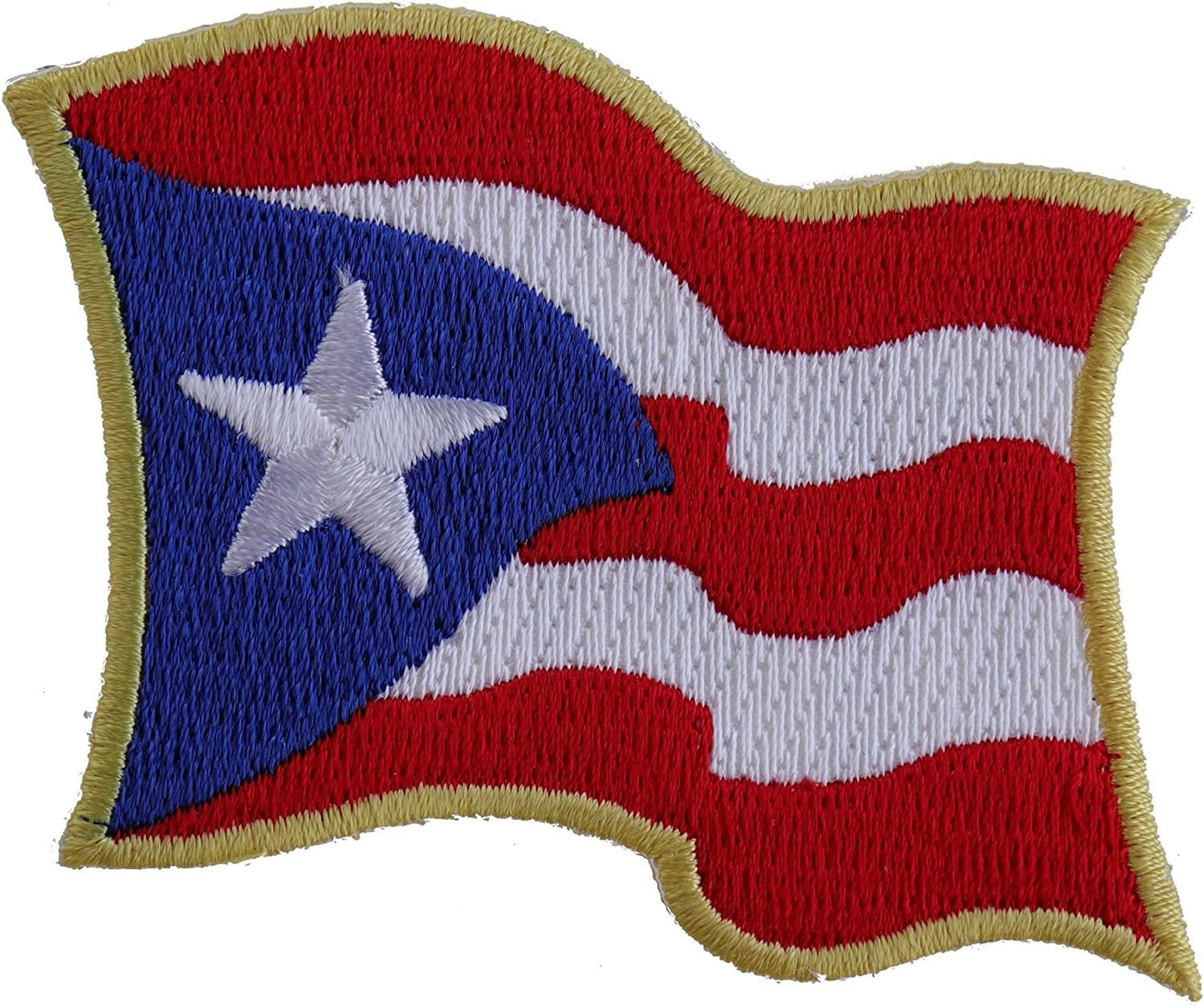 Puerto Rico Waiving Flag Patch - 3x2.5 inch - Motorcycle Embroidered Patch Appliqué Craft Supply