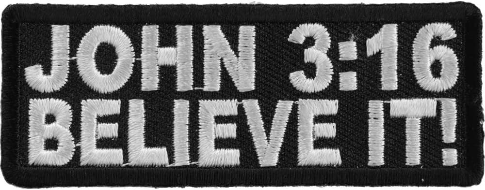 John 3 16 Believe It Patch - 3x1.25 inch – Christian Embroidered Patch Appliqué Craft Supply