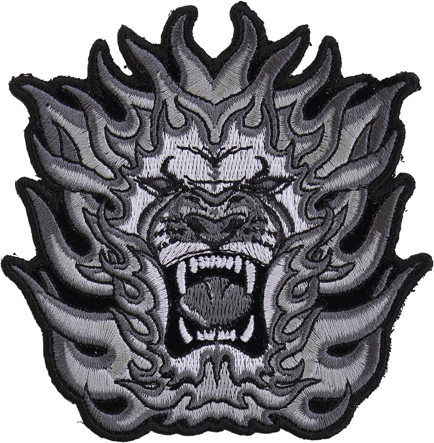Tribal Lion Small Patch - 4x4 inch – Biker Embroidered Patch Appliqué Craft Supply