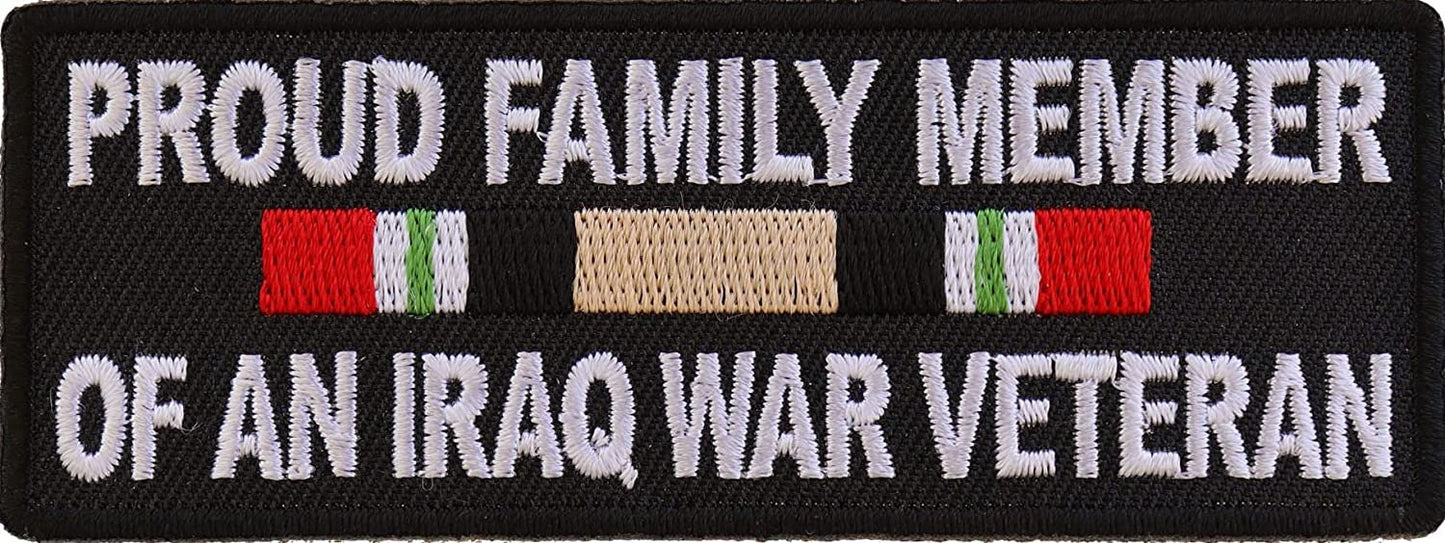 Proud Family Iraq War Vet Patch - 4x1.5 inch – Military Embroidered Patch Appliqué Craft Supply