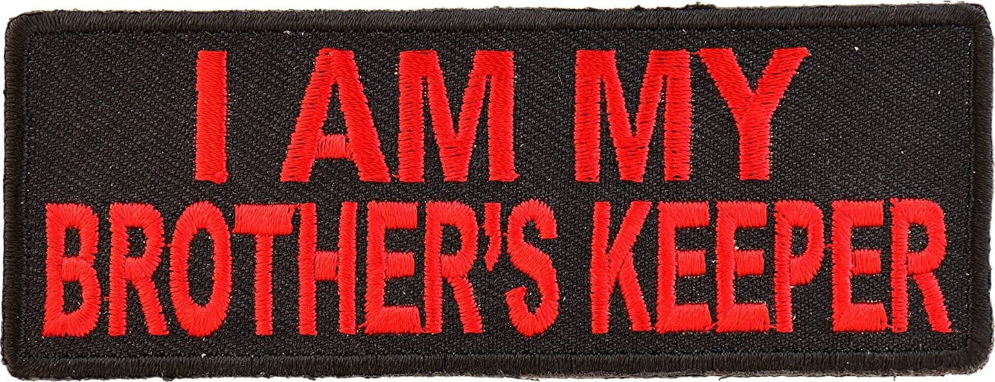I Am My Brother's Keeper Patch in Red - 4x1.5 inch – Motorcycle Embroidered Patch Appliqué Craft Supply
