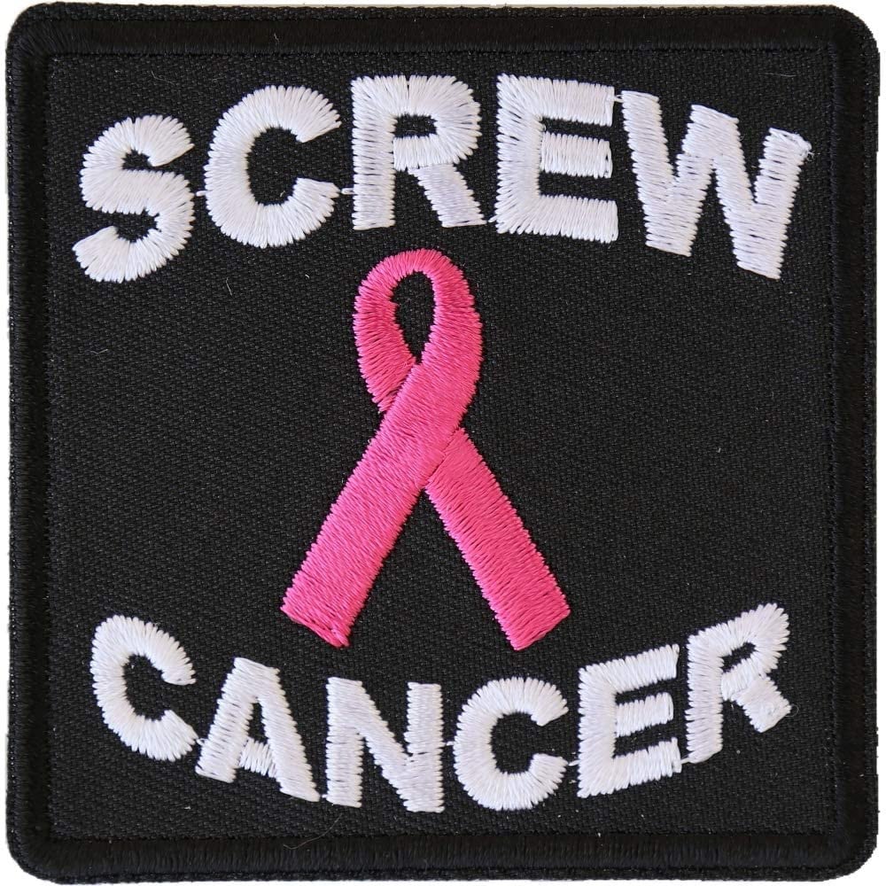 Screw Cancer Patch - 2.5x2.5 inch - Embroidered Patch Appliqué Craft Supply