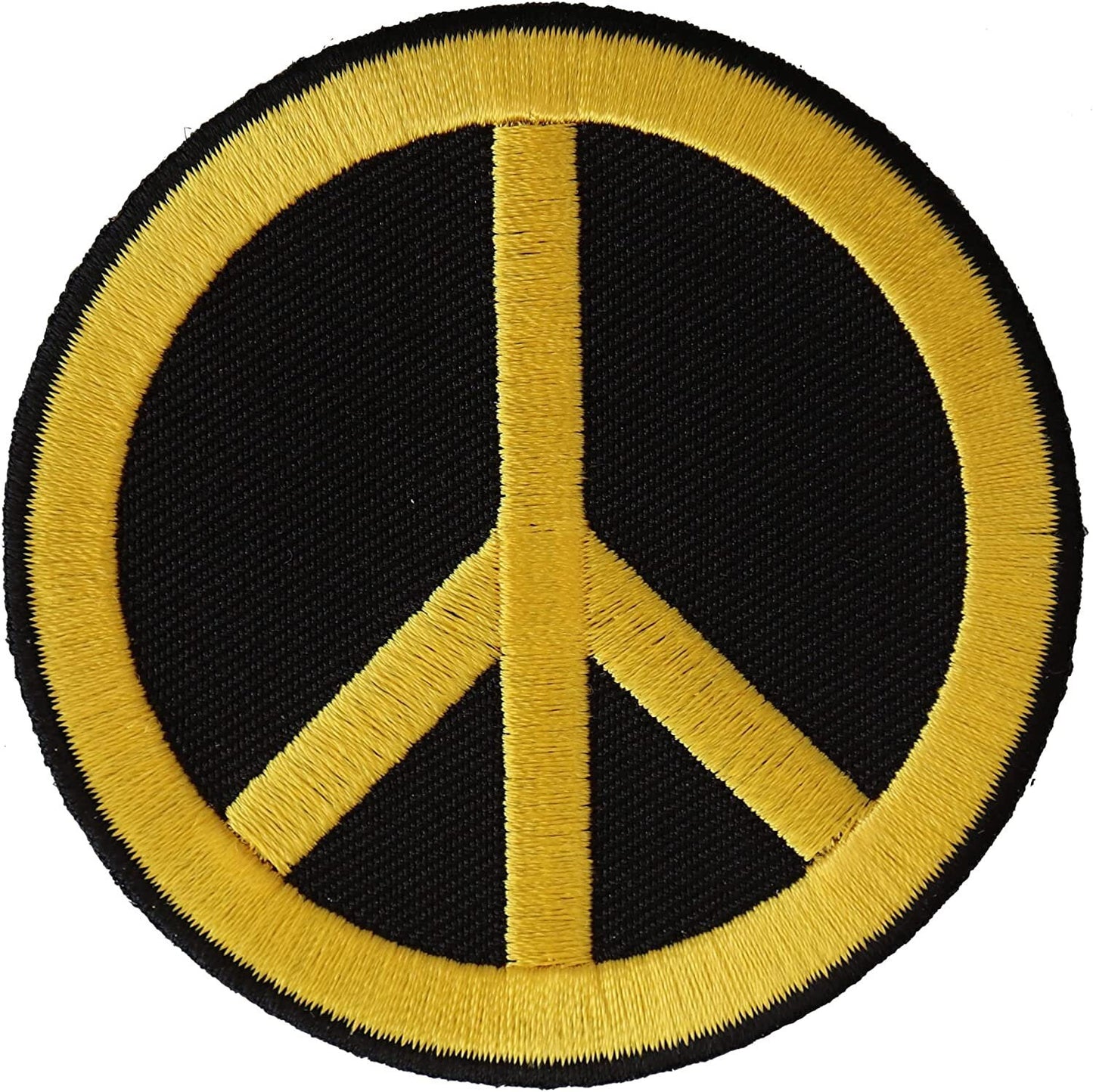 Peace Sign Patch Yellow On Black - 3x3 inch – Motorcycle Embroidered Patch Appliqué Craft Supply