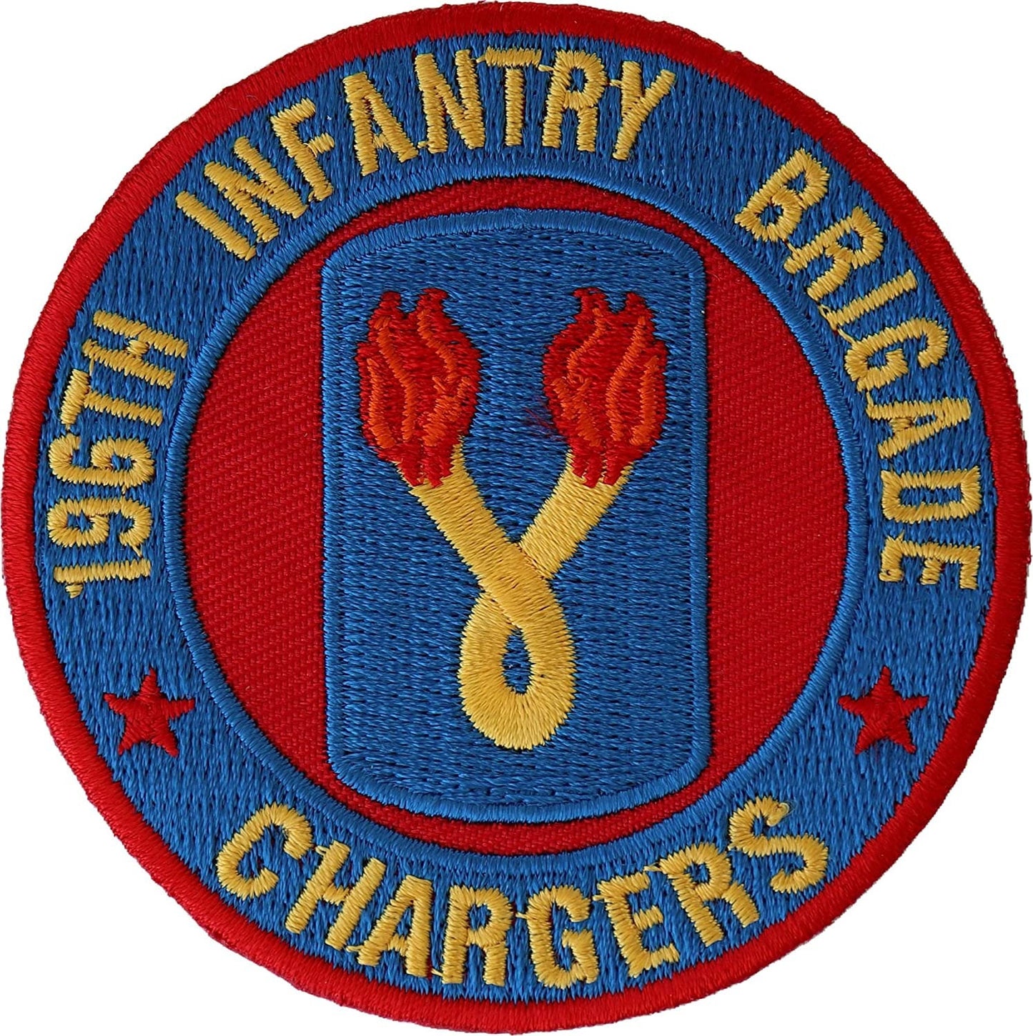 United States Army 196th Infantry Brigade Patch Chargers - 3x3 inch – Military Embroidered Patch Appliqué Craft Supply