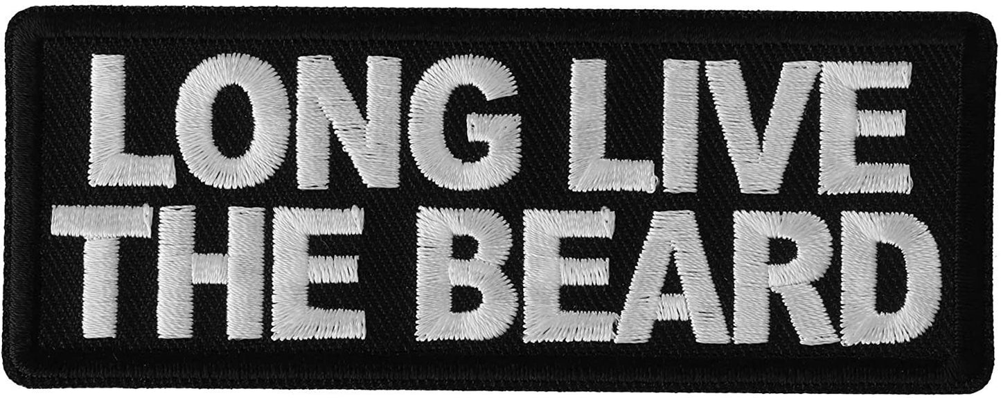 Long Live The Beard Patch - 4x1.5 inch - Funny Embroidered Patch Appliqué Craft Supply