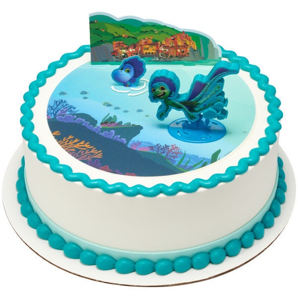 LUCA Cake Topper - Disney Pixar's Luca The World is Yours Birthday Party Cake Decoration - Kids Birthday Decoset Craft Supply