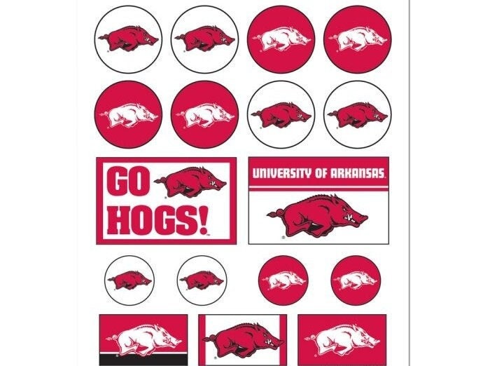 Officially Licensed ARKANSAS RAZORBACKS Sticker Sheet Decal - Vinyl Die-Cut Decal Stickers Set University of Arkansas Craft Supply