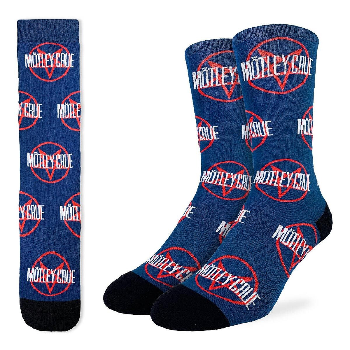 MOTLEY CRUE Pentagrams Crew Socks - Officially Licensed Rock Band Music Novelty Socks - Men's Adult 8-12 Unisex - For Craft Costume Supply