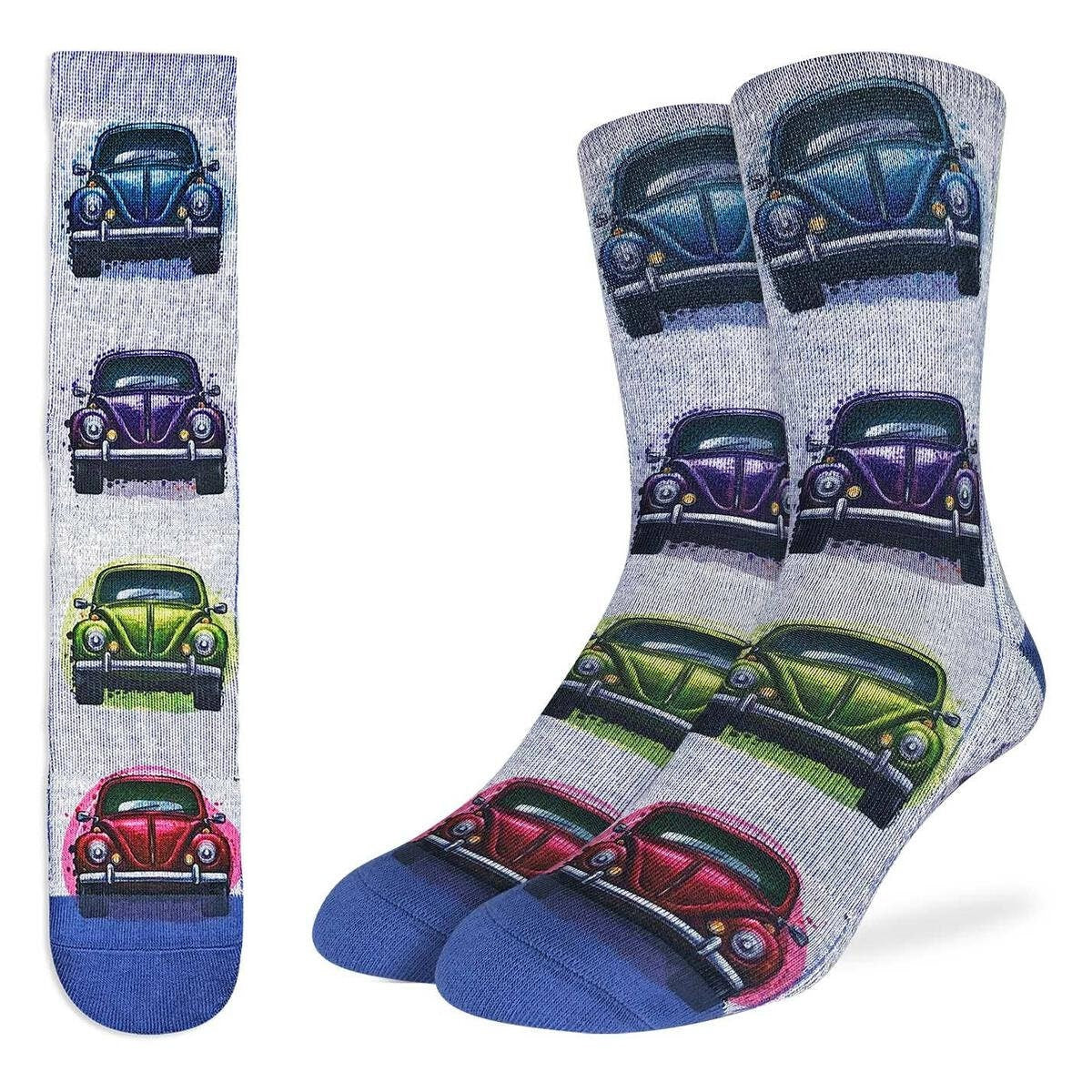 BUG Vintage Cars Crew Socks - Novelty Active Fit Socks - Men's Adult 8-12 Unisex - For Craft Costume Supply