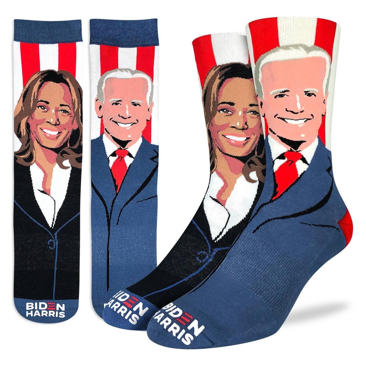 Joe Biden & Kamala Harris Crew Socks - President Novelty Active Fit Socks - Men's Adult 8-12 Unisex - For Craft Costume Supply