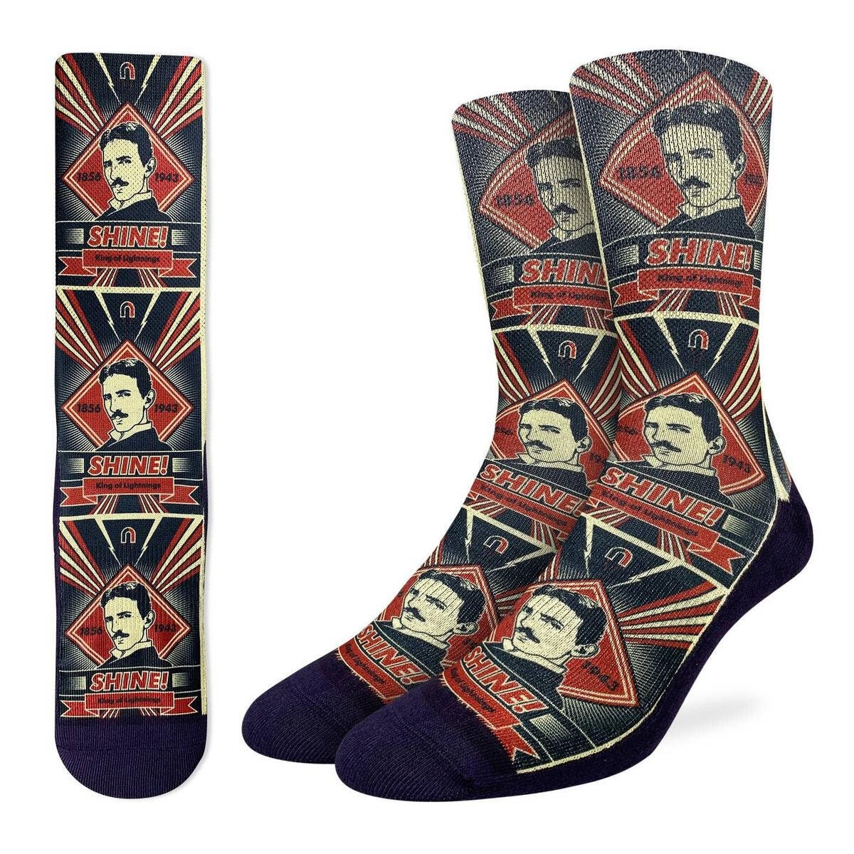 NIKOLA TESLA Crew Socks - Inventor Novelty Active Fit Socks - Men's Adult 8-12 Unisex - For Craft Costume Supply