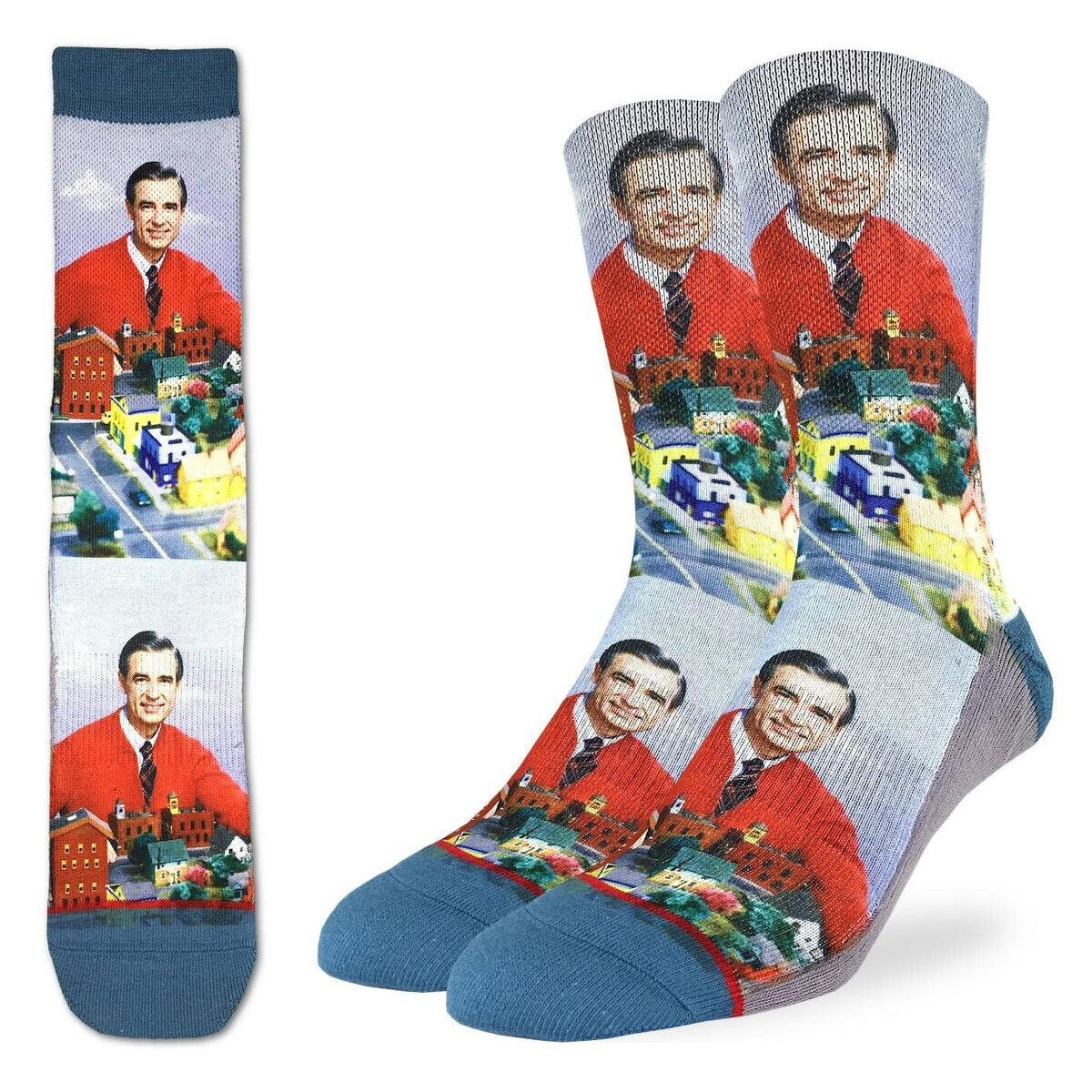 MISTER ROGERS Make Believe Kingdom Crew Socks - Iconic TV Host Novelty Active Fit Socks - Men's Adult 8-12 Unisex - For Craft Costume Supply