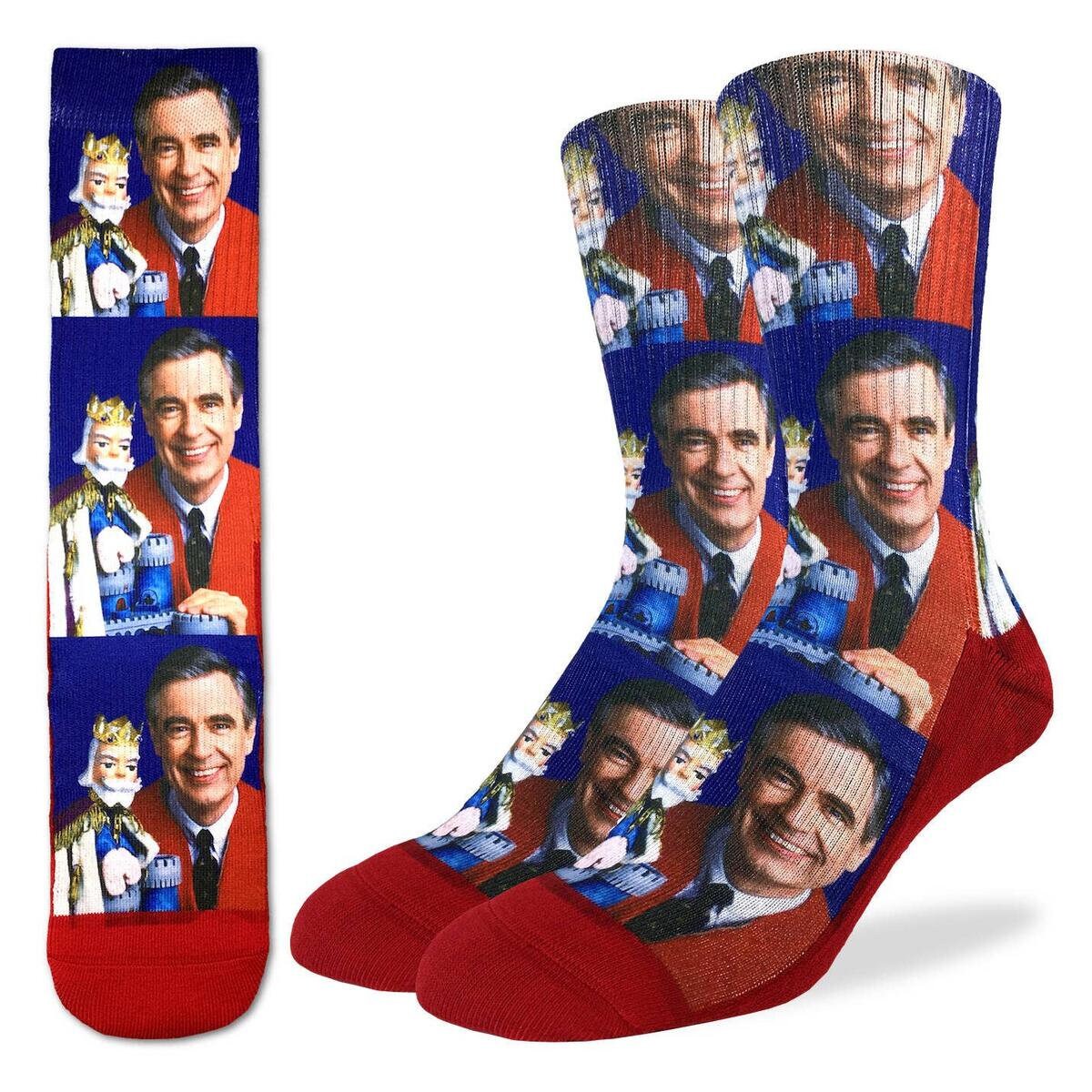 MISTER ROGERS Crew Socks - Children's Iconic TV Novelty Active Fit Socks - Men's Adult 8-12 Unisex - For Craft Costume Supply