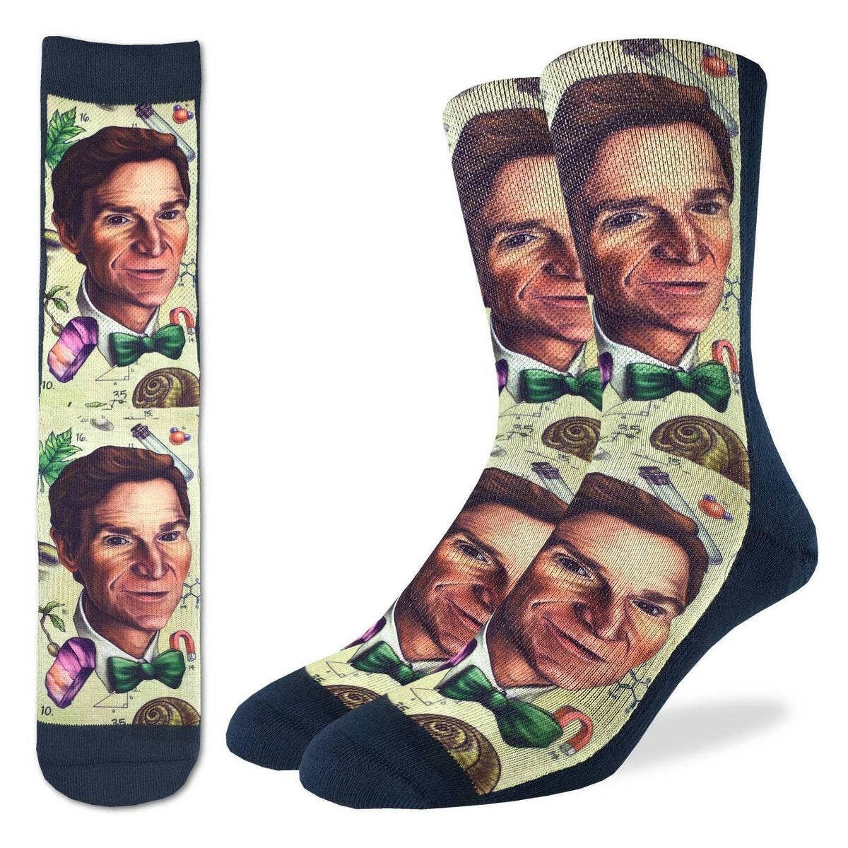 BILL NYE Crew Socks - Iconic Science Guy Educator Novelty Active Fit Socks - Men's Adult 8-12 Unisex - For Craft Costume Supply