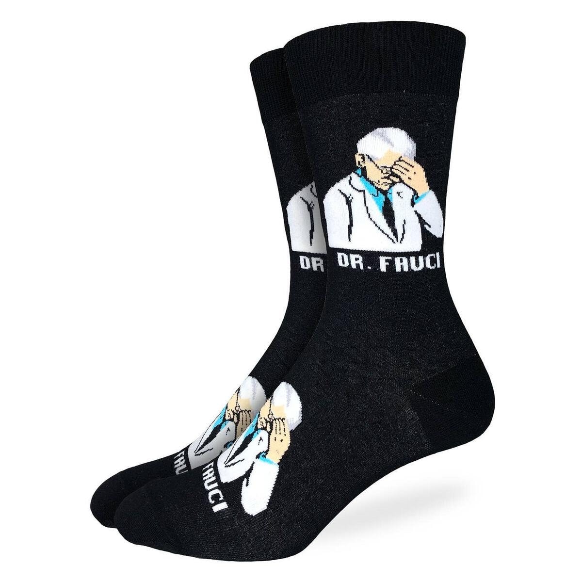 Dr. Anthony Fauci Facepalm Crew Socks - Novelty Active Fit Socks - Men's Adult 8-12 Unisex - For Craft Costume Supply