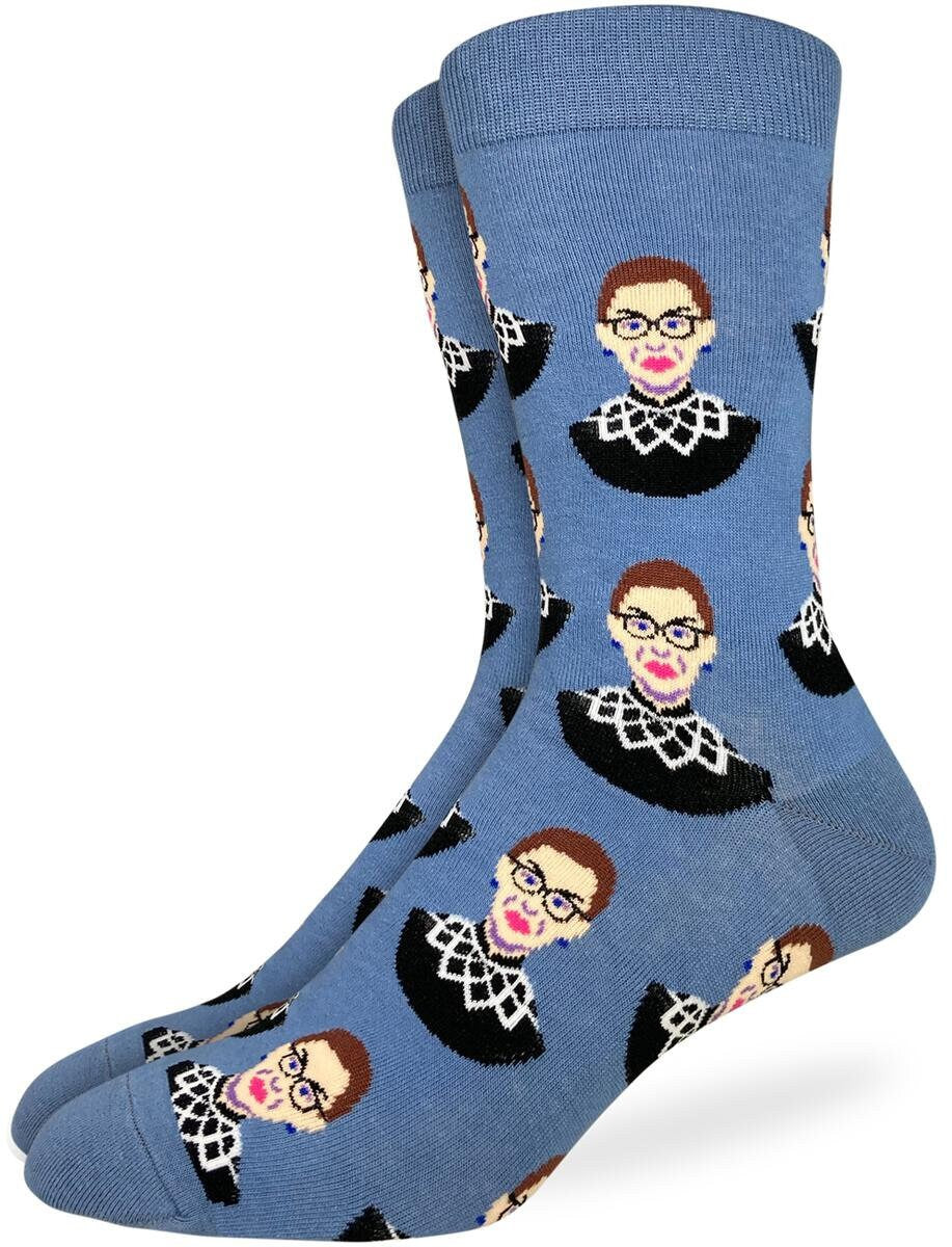 RUTH BADER GINSBURGH Blue Crew Socks - Novelty Active Fit Socks - Men's Adult 8-12 Unisex - For Craft Costume Supply