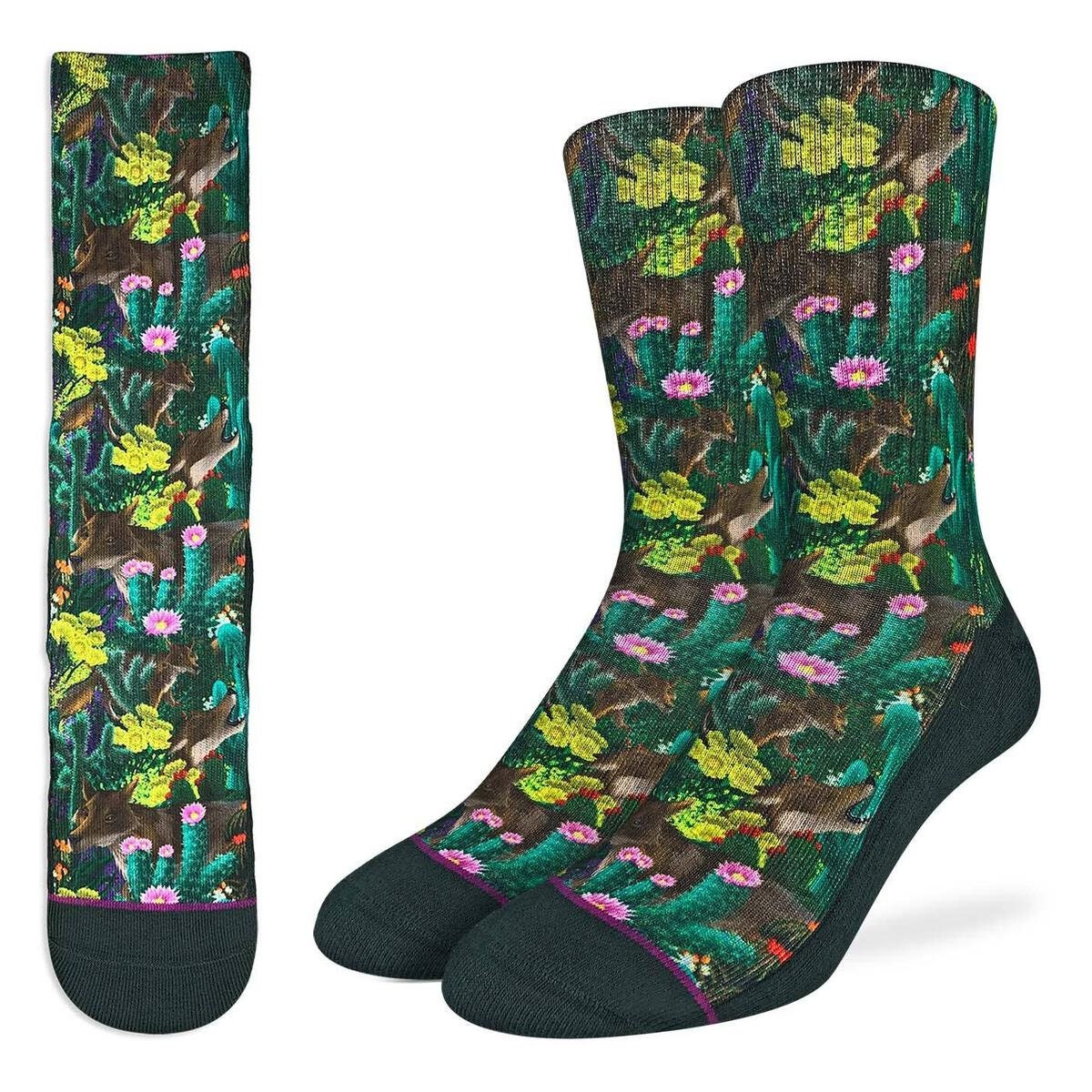 CACTUS COYOTES Crew Socks - Novelty Active Fit Socks - Men's Adult 8-12 Unisex - For Craft Costume Supply
