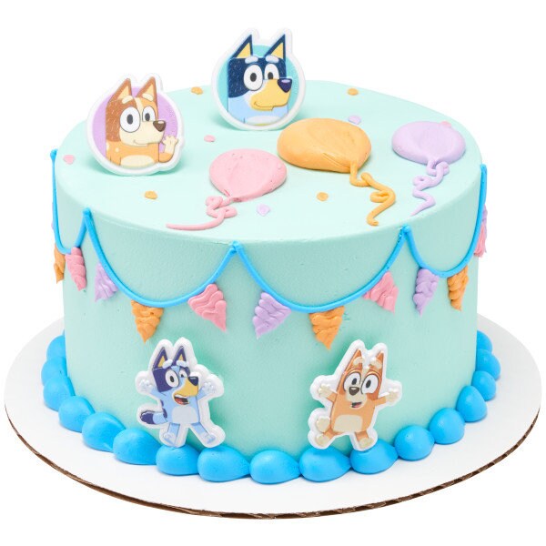 12 BLUEY So Much Fun Cupcake Rings - Bandit Heeler Bandit Bingo Bluey Cake Toppers for Birthday Party Decoration Craft Supply