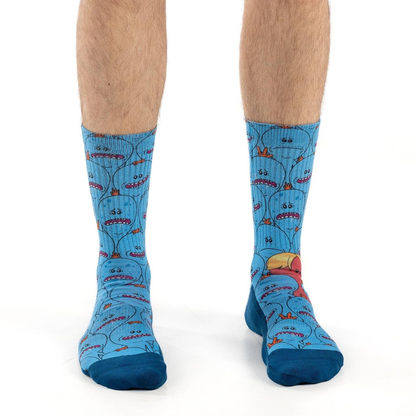 RICK & MORTY Mr. Meeseeks Crew Socks - Officially Licensed Novelty Socks - Men's Adult 8-12 Unisex - Craft Costume Supply