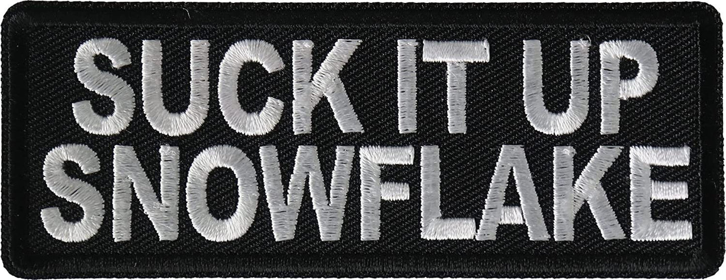 Suck it Up Snowflake Patch - 4x1.5 inch - Motorcycle Embroidered Patch Appliqué Craft Supply