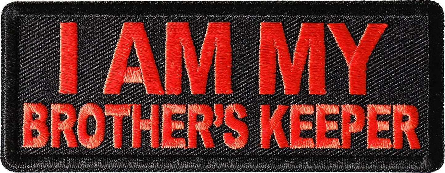 I Am My Brother's Keeper Patch in Orange - 4x1.5 inch - Motorcycle Embroidered Patch Appliqué Craft Supply