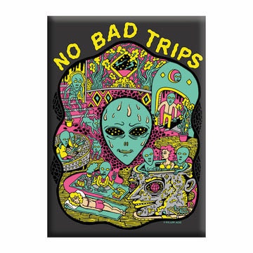 No Bad Trips Alien UFO - Green Alien Outer Space UFO Spaceship Magnet- 2.5x3.5 Inch - Magnet for Refrigerators and Lockers -