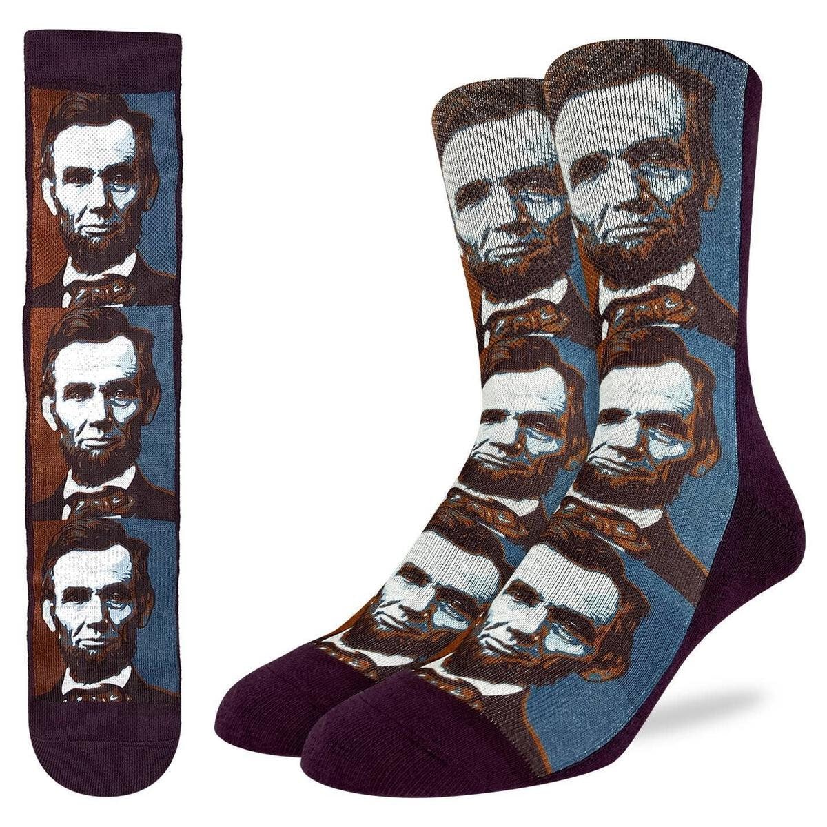 ABRAHAM LINCOLN Crew Socks - Novelty Active Fit Socks - Men's Adult 8-12 Unisex - For Craft Costume Supply