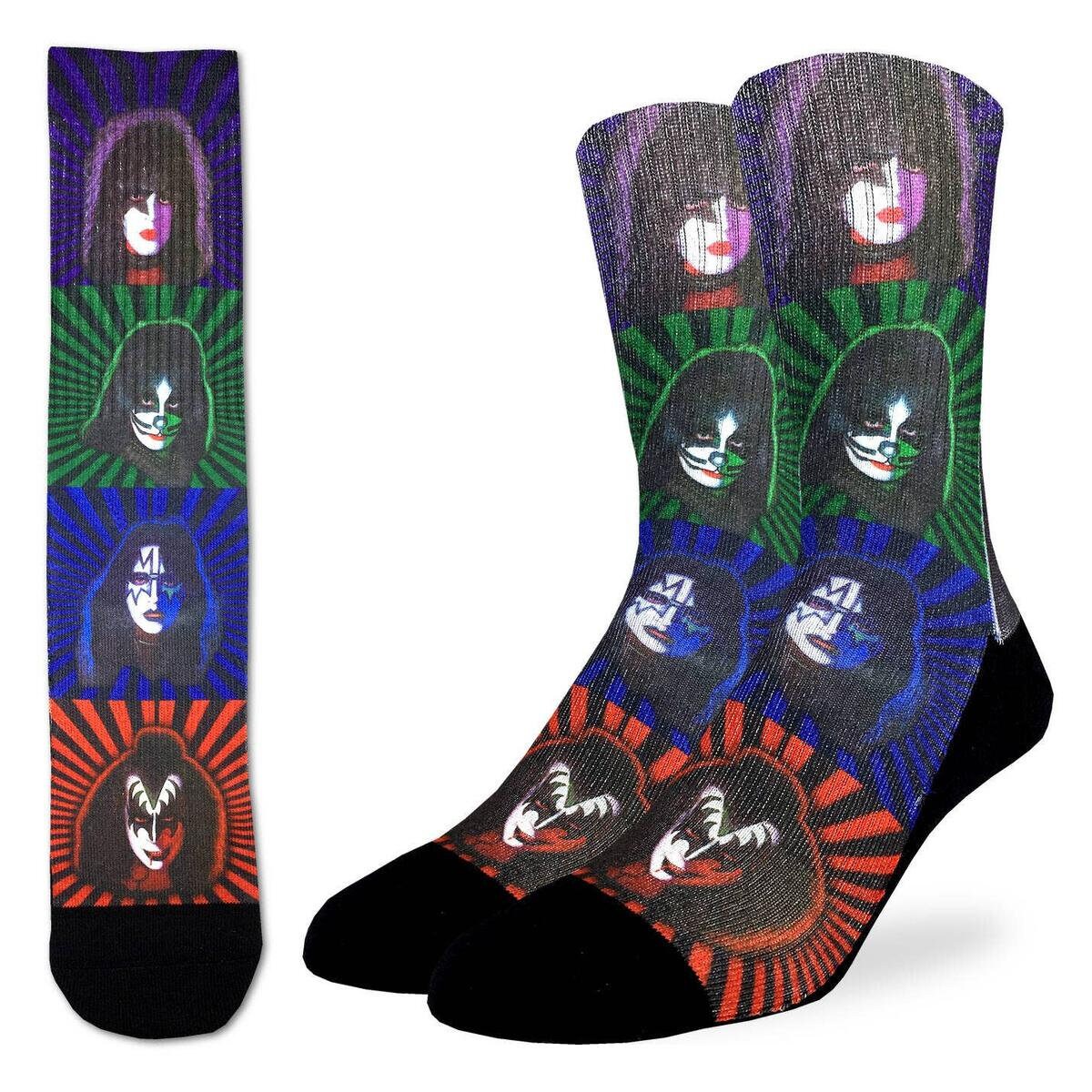 KISS Band Pop Art Crew Socks - Officially Licensed KISS Rock Band Music Novelty Socks - Men's Adult 8-12 Unisex - For Craft Costume Supply
