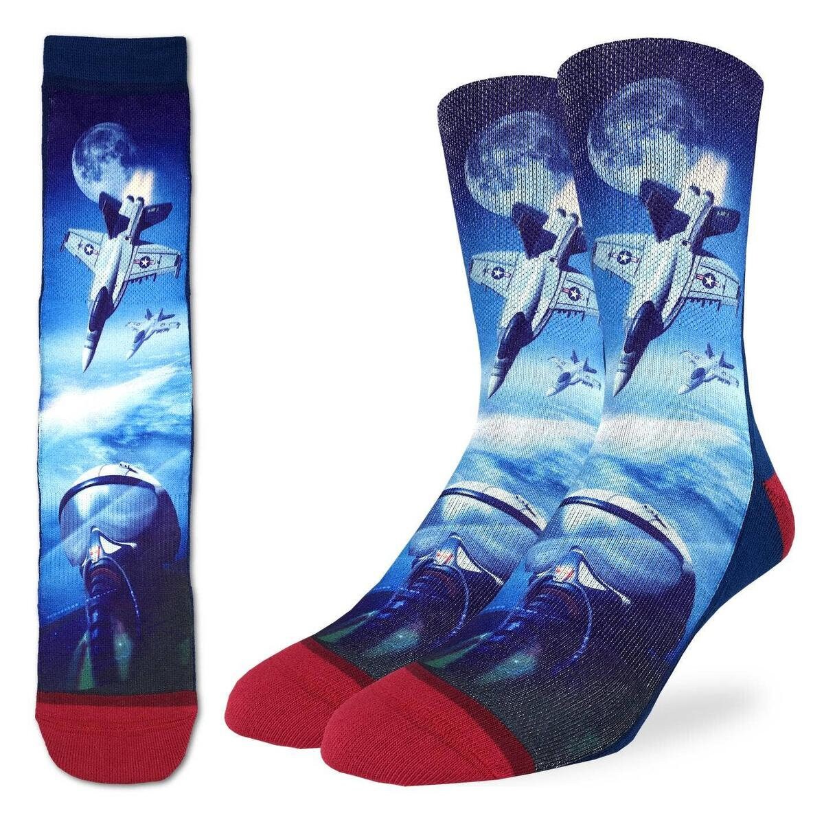 F-18 FIGHTER Crew Socks - Aircraft Jet Fighter Plane Novelty Active Fit Socks - Men's Adult 8-12 Unisex - For Craft Costume Supply