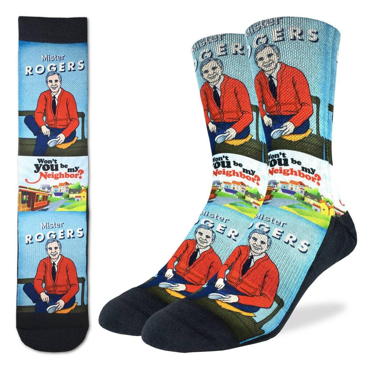 MISTER ROGERS Neighborhood Crew Socks - Children's Iconic TV Novelty Active Fit Socks - Men's Adult 8-12 Unisex - For Craft Costume Supply