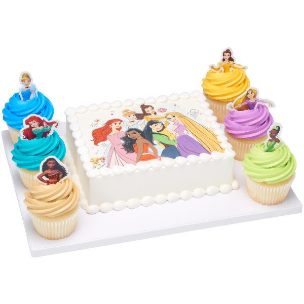 12 Disney Princess Cupcake Poly Decopics - Cupcake Toppers Cake Toppers for Birthday Party Decoration Picks Craft Supply