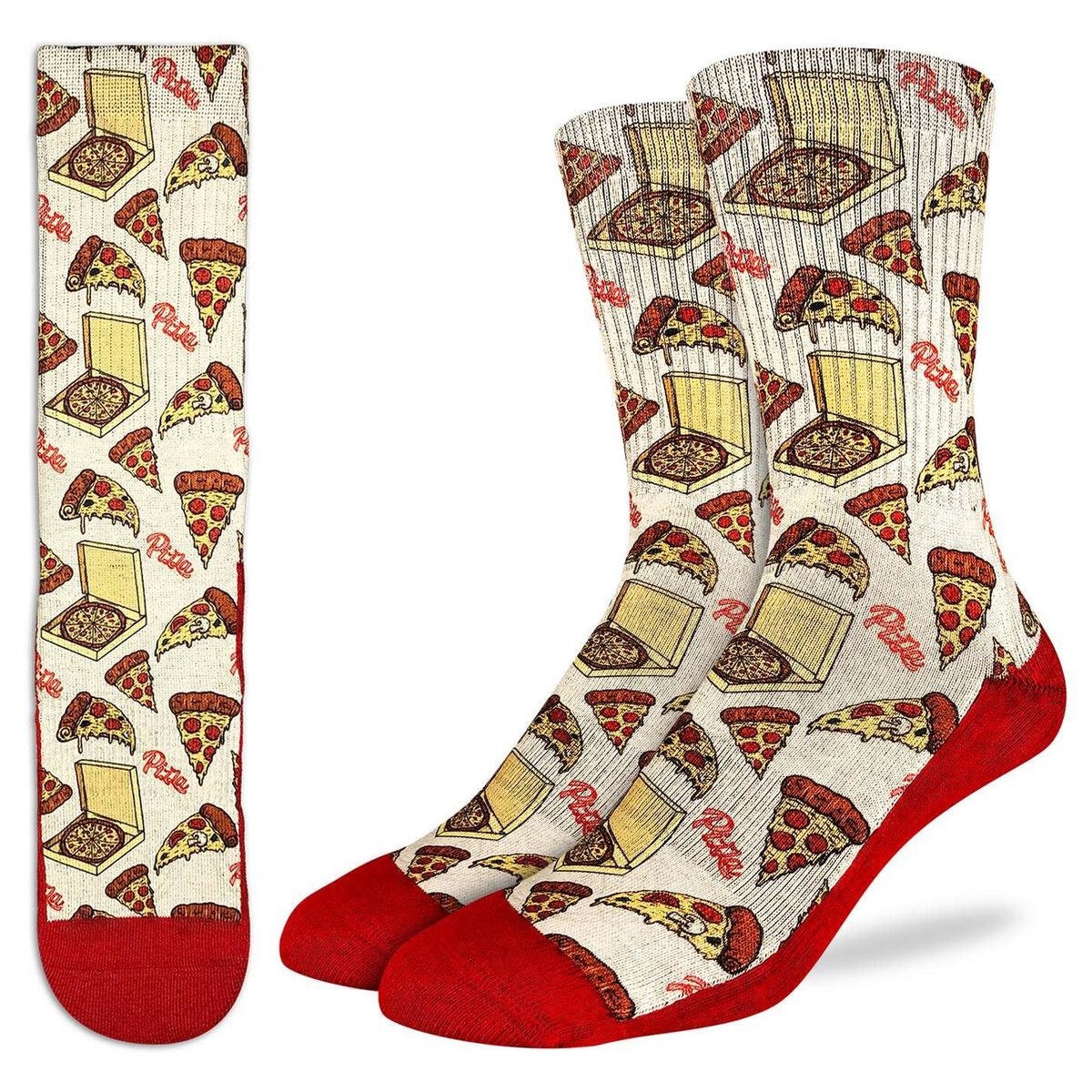 PIZZA Crew Socks - Pepperoni Pizza Slices Box Novelty Active Fit Socks - Men's Adult 8-12 Unisex - For Craft Costume Supply