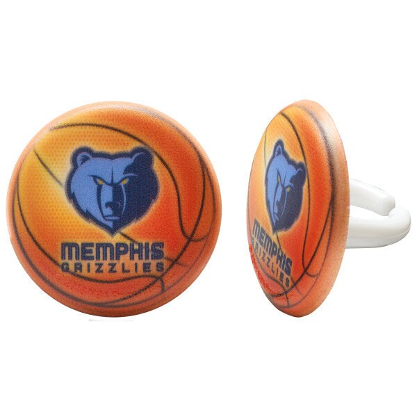 12 MEMPHIS GRIZZLIES Cupcake Rings - NBA Memphis Grizzlies Cake Toppers for Birthday Party Decoration Craft Supply