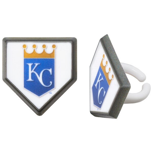 12 KANSAS CITY ROYALS Cupcake Rings - Mlb Kansas City Royals Home Plate Cake Toppers for Birthday Party Decoration Craft Supply