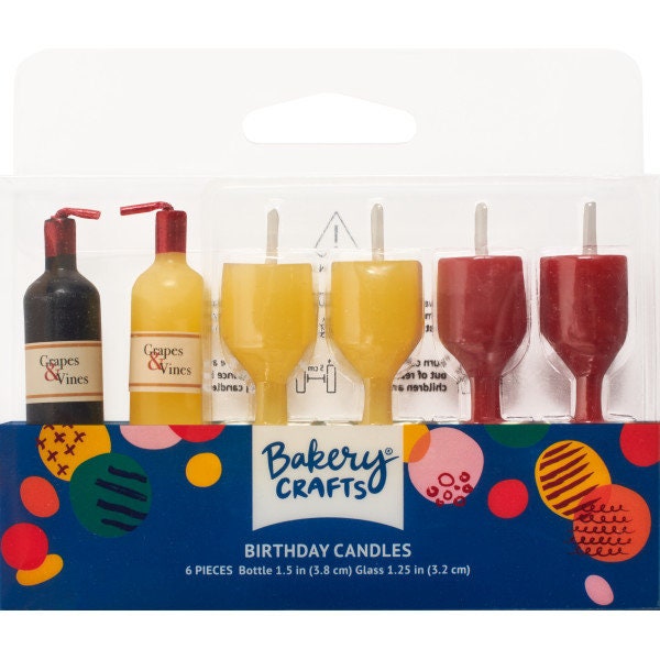 WINE GLASS BOTTLE Shaped Birthday Candles - Wine Drinker Cake Candles Cupcake Toppers for Party Decoration Craft Supply